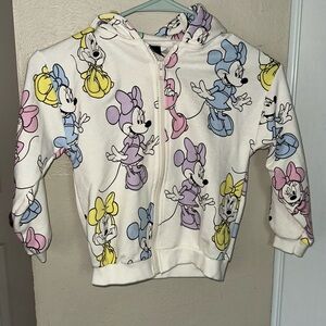 Zara Kids Hoodie with Cartoon Print - White and Multicolor